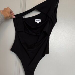 Superdown Black Asymmetrical Cutout Bodysuit